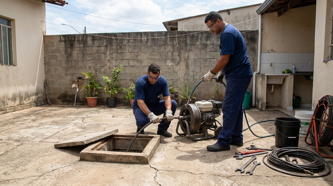 Desentupimento de esgoto residencial em Gravataí‑RS