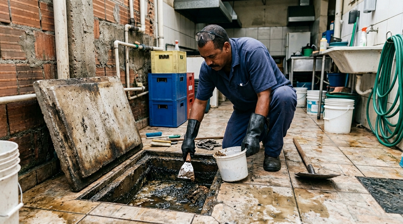 Limpeza de caixa de gordura residencial em Gravataí‑RS